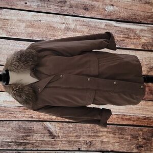 Warm Long Fur Bernardo Size Small Khaki Green Coat